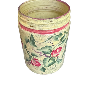 Hand-Painted Jar Floral Repurposed Recycled Glass Art